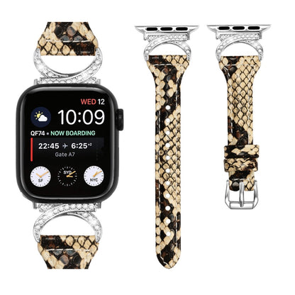 Smuk Ægte Læder Og Rhinsten Universal Rem passer til Apple Smartwatch - Hvid#serie_4