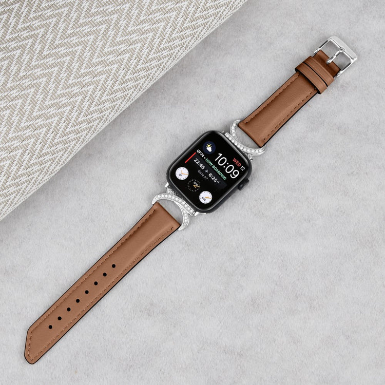 Helt Vildt Skøn Ægte Læder Universal Rem passer til Apple Smartwatch - Brun#serie_6