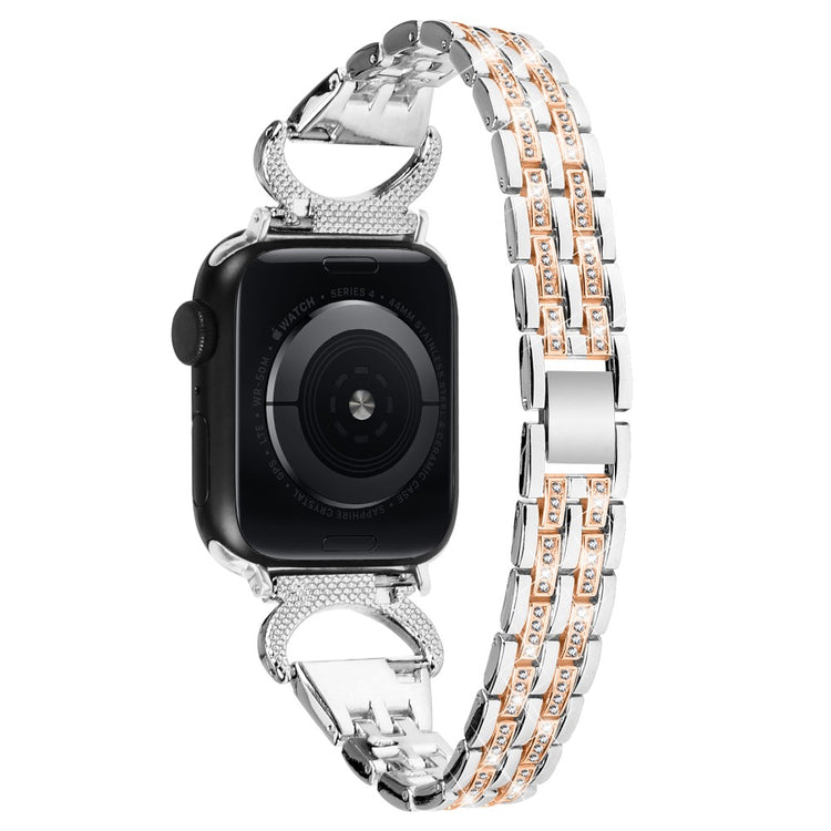 Vildt Fed Metal Og Rhinsten Universal Rem passer til Apple Smartwatch - Sølv#serie_3