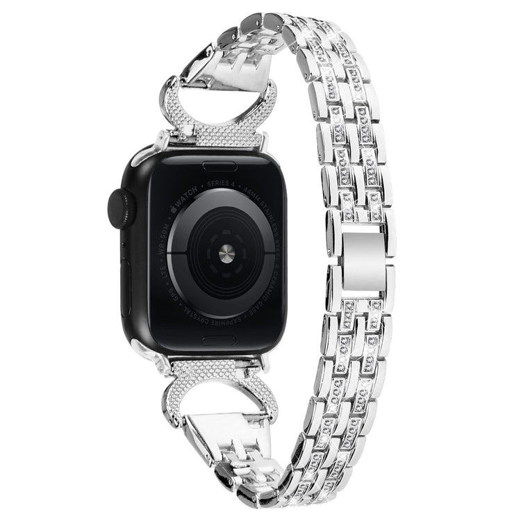 Vildt Fed Metal Og Rhinsten Universal Rem passer til Apple Smartwatch - Sølv#serie_4