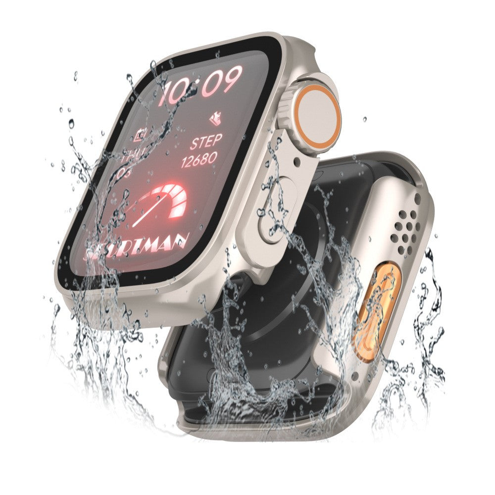 Vildt Fint Universal Cover med Skærmbeskytter i Plastik og Hærdet Glas passer til Apple Watch Series 8 (41mm) / Apple Watch Series 7 41mm - Guld#serie_3