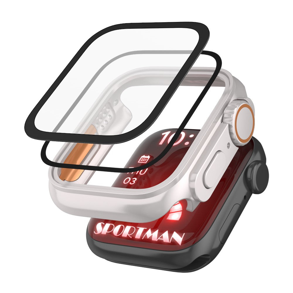 Vildt Fint Universal Cover med Skærmbeskytter i Plastik og Hærdet Glas passer til Apple Watch Series 8 (41mm) / Apple Watch Series 7 41mm - Hvid#serie_5