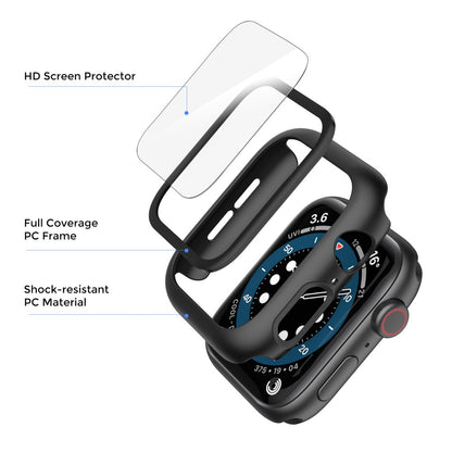 Mega Flot Universal Apple Cover med Skærmbeskytter i Plastik og Hærdet Glas - Sort#serie_11