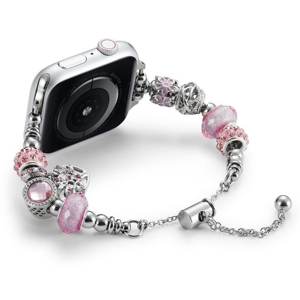 Vildt Smuk Metal Og Rhinsten Universal Rem passer til Apple Smartwatch - Sølv#serie_2