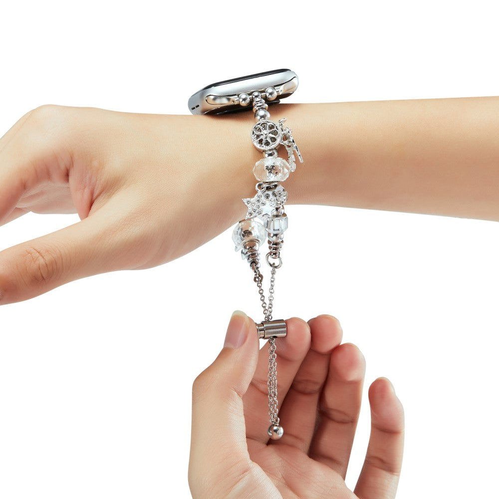 Vildt Smuk Metal Og Rhinsten Universal Rem passer til Apple Smartwatch - Sølv#serie_5