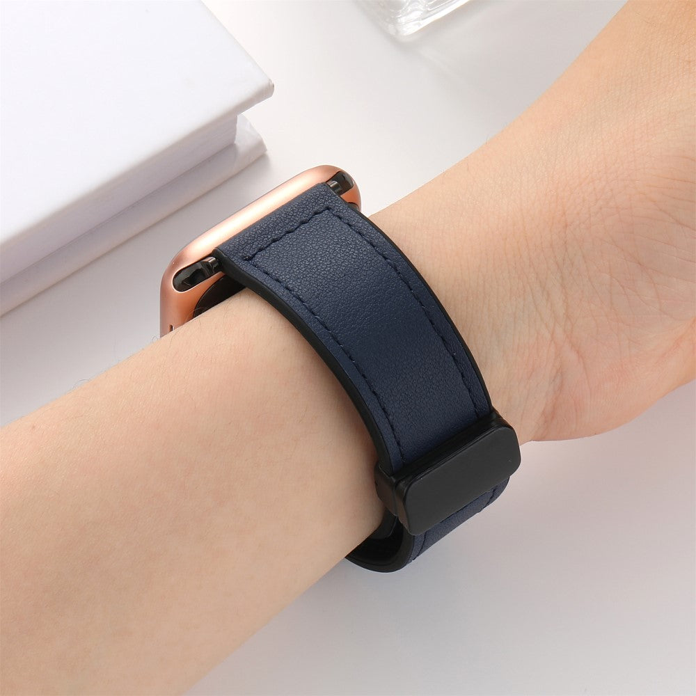 Fed Kunstlæder Og Silikone Universal Rem passer til Apple Smartwatch - Blå#serie_4