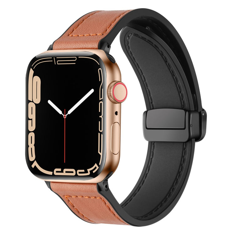 Fed Kunstlæder Og Silikone Universal Rem passer til Apple Smartwatch - Brun#serie_5
