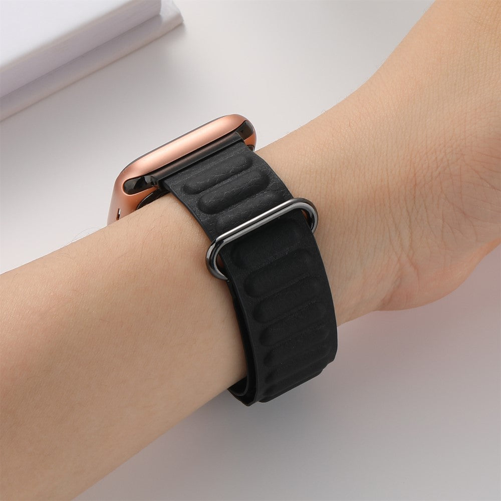 Rigtigt Kønt Ægte Læder Universal Rem passer til Apple Smartwatch - Sort#serie_2