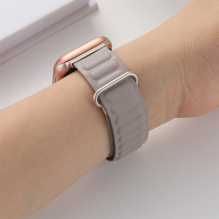 Rigtigt Kønt Ægte Læder Universal Rem passer til Apple Smartwatch - Sølv#serie_9