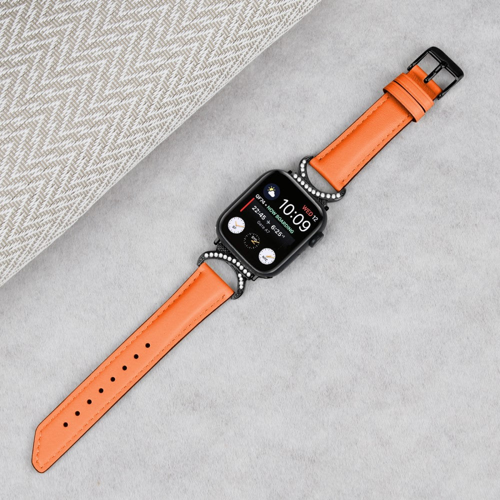 Helt Vildt Pænt Ægte Læder Universal Rem passer til Apple Smartwatch - Orange#serie_1