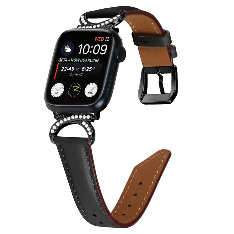 Helt Vildt Pænt Ægte Læder Universal Rem passer til Apple Smartwatch - Sort#serie_3