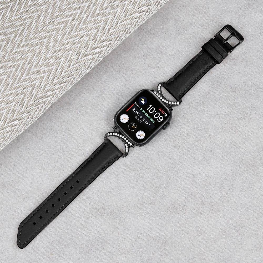 Helt Vildt Pænt Ægte Læder Universal Rem passer til Apple Smartwatch - Sort#serie_3
