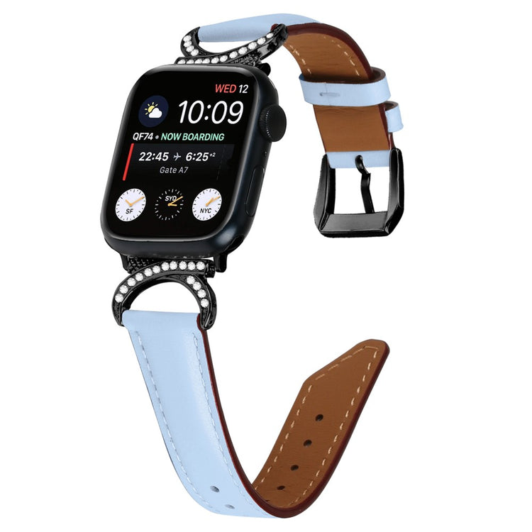 Helt Vildt Pænt Ægte Læder Universal Rem passer til Apple Smartwatch - Blå#serie_4
