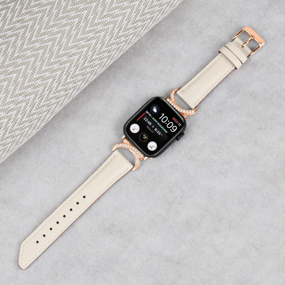 Mega Slidstærk Ægte Læder Universal Rem passer til Apple Smartwatch - Hvid#serie_5