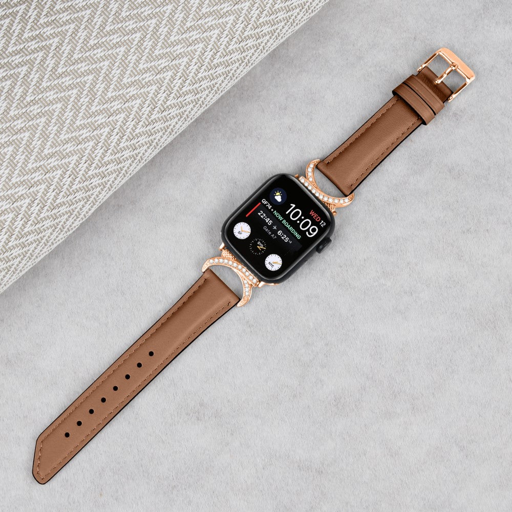 Mega Slidstærk Ægte Læder Universal Rem passer til Apple Smartwatch - Brun#serie_6