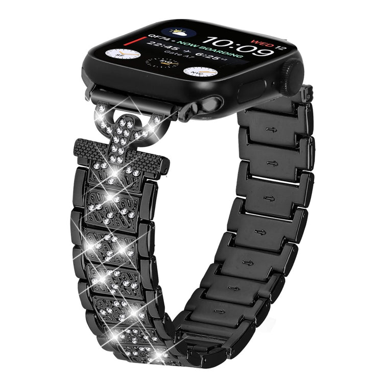 Yndigt Metal Og Rhinsten Universal Rem passer til Apple Smartwatch - Sort#serie_1