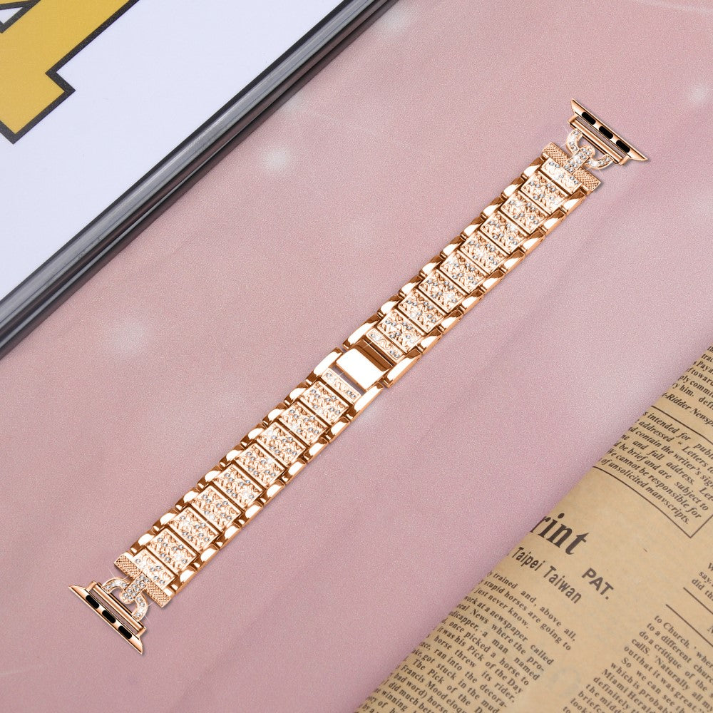 Yndigt Metal Og Rhinsten Universal Rem passer til Apple Smartwatch - Pink#serie_2