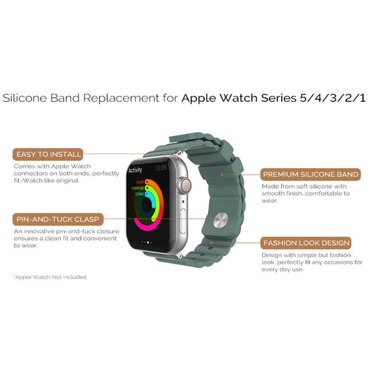 Rigtigt Slidstærk Silikone Universal Rem passer til Apple Smartwatch - Blå#serie_1