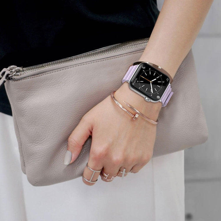Rigtigt Slidstærk Silikone Universal Rem passer til Apple Smartwatch - Lilla#serie_5