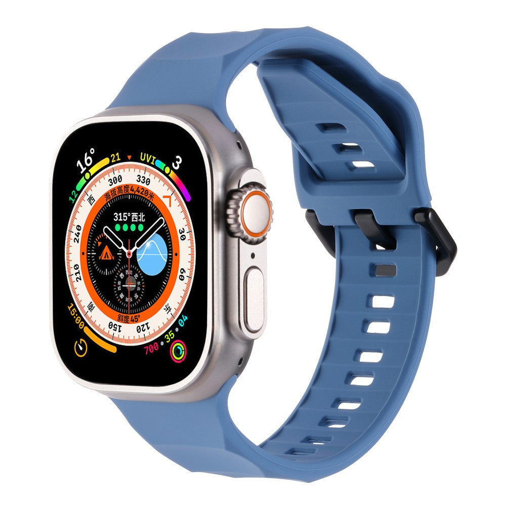Glimrende Metal Og Silikone Universal Rem passer til Apple Smartwatch - Blå#serie_10