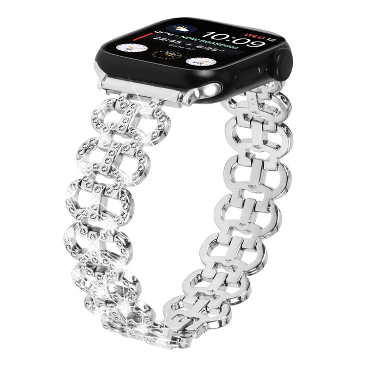 Super Fed Metal Og Rhinsten Universal Rem passer til Apple Smartwatch - Sølv#serie_4