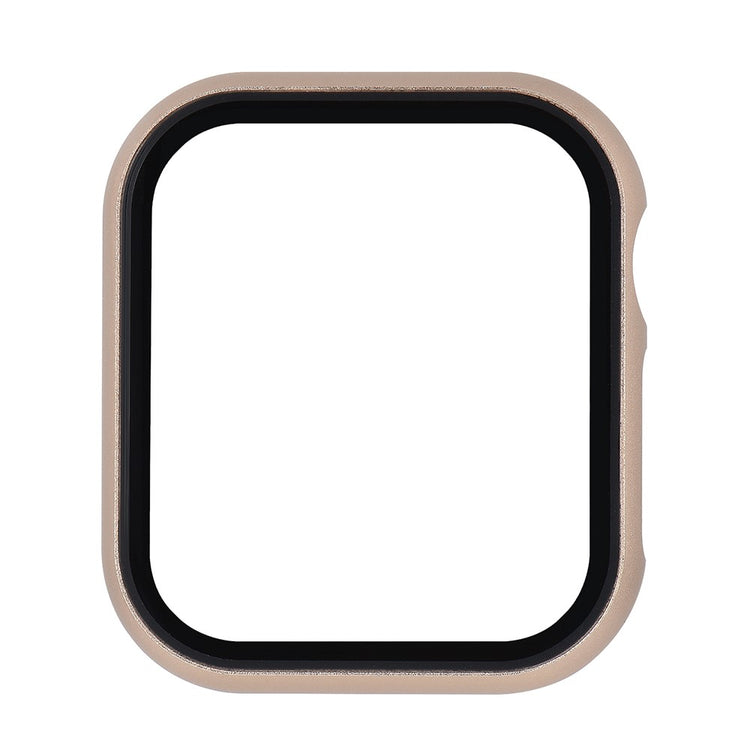 Mega Fed Universal Cover med Skærmbeskytter i Metal og Hærdet Glas passer til Apple Smartwatch - Guld#serie_3
