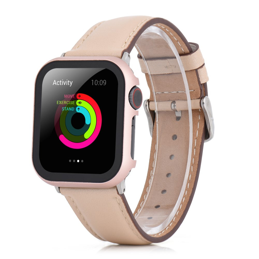 Mega Fed Universal Cover med Skærmbeskytter i Metal og Hærdet Glas passer til Apple Smartwatch - Pink#serie_4