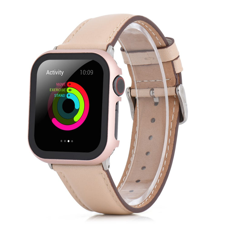 Mega Fed Universal Cover med Skærmbeskytter i Metal og Hærdet Glas passer til Apple Smartwatch - Pink#serie_4