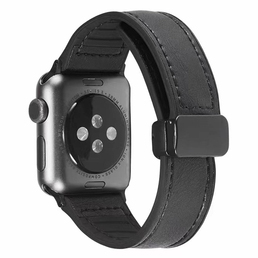 Apple Watch Series 9 45mm / Ultra 2 leather and silicone strap - Black#serie_1