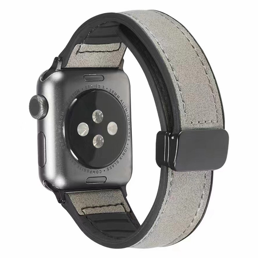 Apple Watch Series 9 45mm / Ultra 2 leather and silicone strap - Grey#serie_4