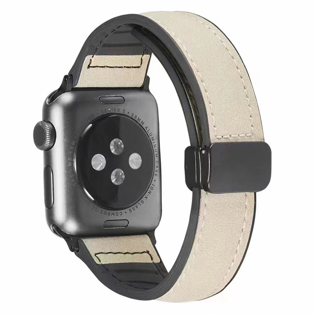 Apple Watch Series 9 45mm / Ultra 2 leather and silicone strap - Beige#serie_6