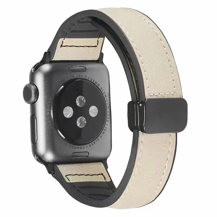Apple Watch Series 9 45mm / Ultra 2 leather and silicone strap - Beige#serie_6