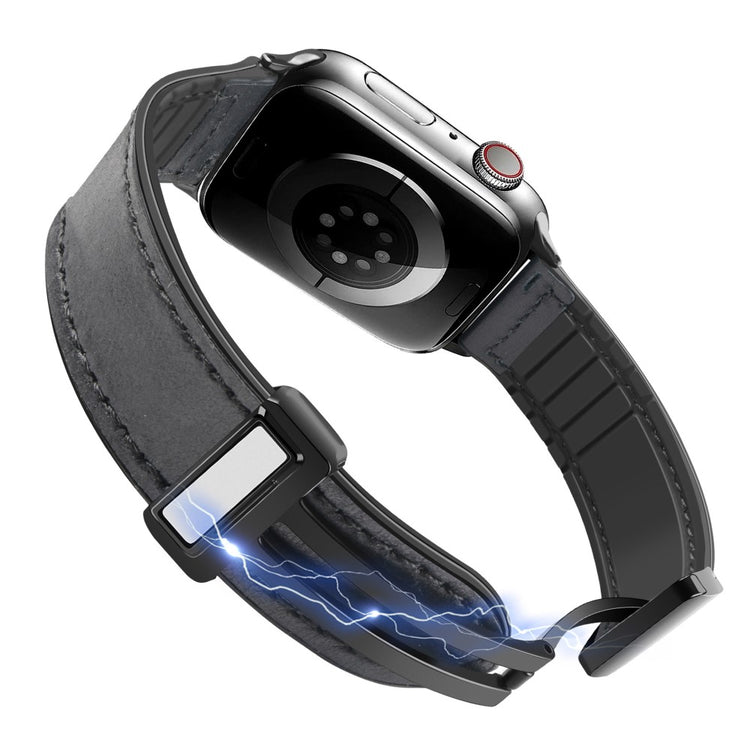 Apple Watch Series 9 45mm / Ultra 2 leather and silicone strap - Dark Brown#serie_7