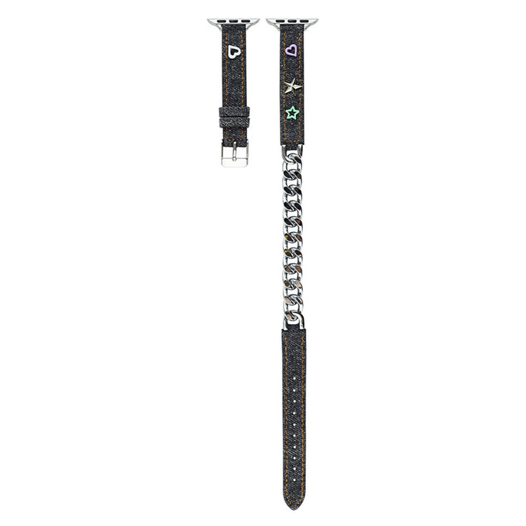 Apple Watch Series 9 45mm / Ultra 2 Genuine leather with metal chain strap - Black#serie_5