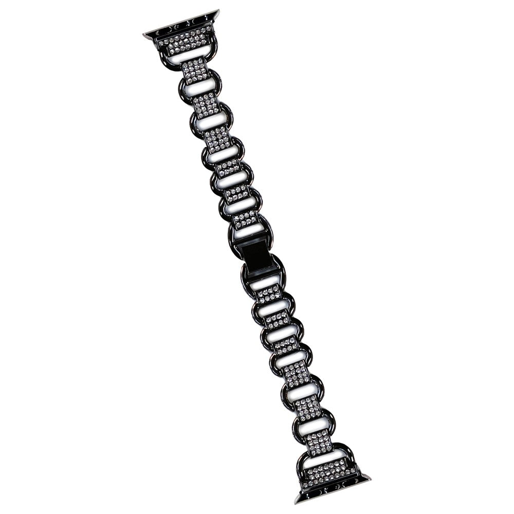 Apple Watch Series 9 45mm / Ultra 2 rhinestone décor metal strap - Black#serie_1