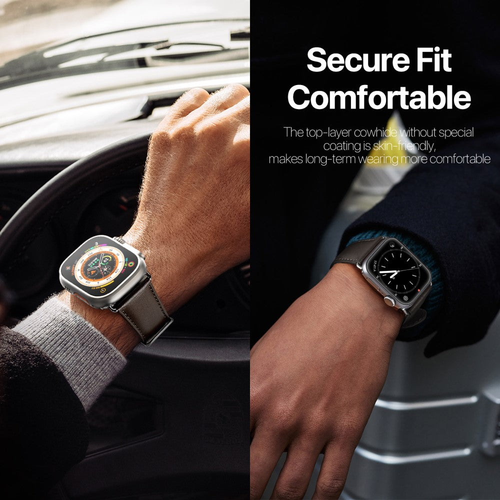 Holdbart Metal Og Kunstlæder Universal Rem passer til Apple Smartwatch - Sort#serie_2