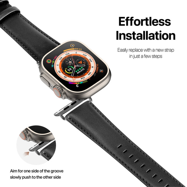 DUX DUCIS YS Apple Watch Series 9 45mm / Ultra 2 Cowhide leather strap - Black#serie_2