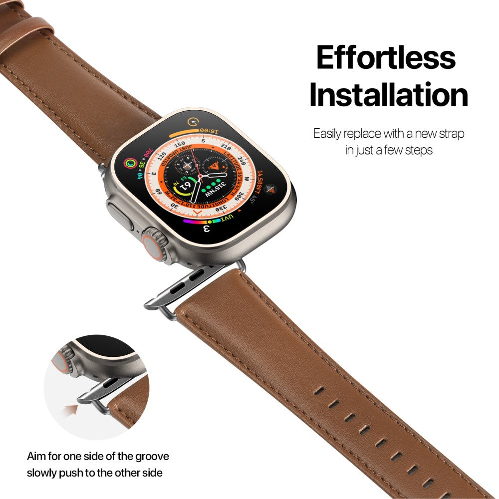 DUX DUCIS YS Apple Watch Series 9 45mm / Ultra 2 Cowhide leather strap - Brown#serie_3