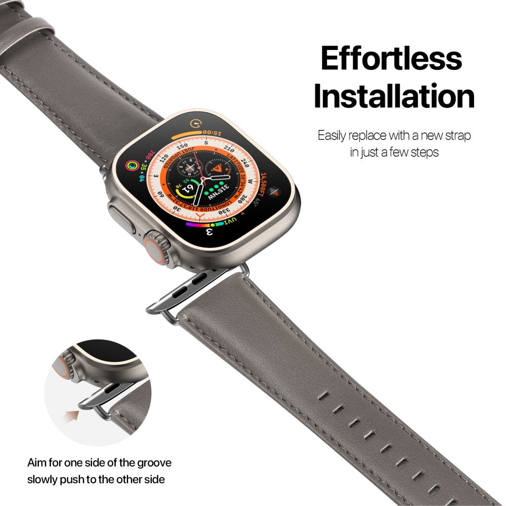 DUX DUCIS YS Apple Watch Series 9 45mm / Ultra 2 Cowhide leather strap - Grey#serie_4