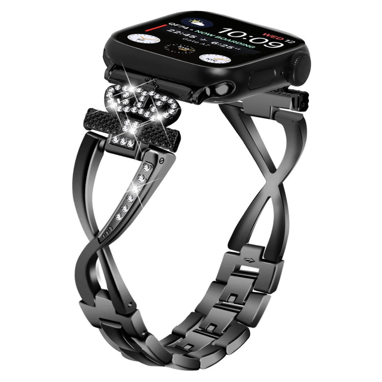 Vildt Rart Metal Og Rhinsten Universal Rem passer til Apple Smartwatch - Sort#serie_1