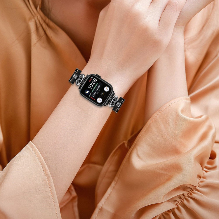 Vildt Rart Metal Og Rhinsten Universal Rem passer til Apple Smartwatch - Sort#serie_1
