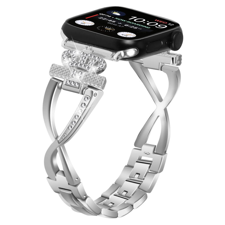 Vildt Rart Metal Og Rhinsten Universal Rem passer til Apple Smartwatch - Sølv#serie_3