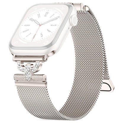 Apple Watch Series 9 45mm / Ultra 2 rhinestone S-shape milanese stainless steel strap - Starlight Color#serie_4