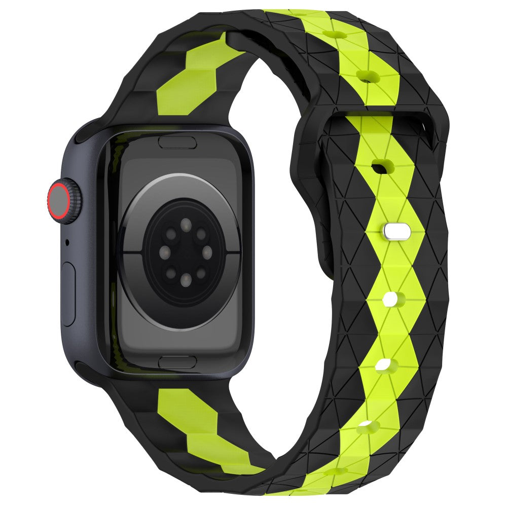 Apple Watch Series 9 45mm / Ultra 2 football pattern silicone strap - Black +Lime#serie_1