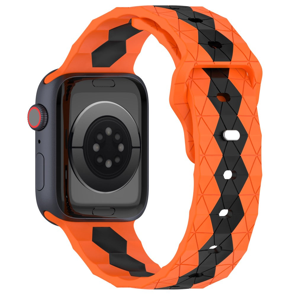 Apple Watch Series 9 45mm / Ultra 2 football pattern silicone strap - Orange+Black#serie_3