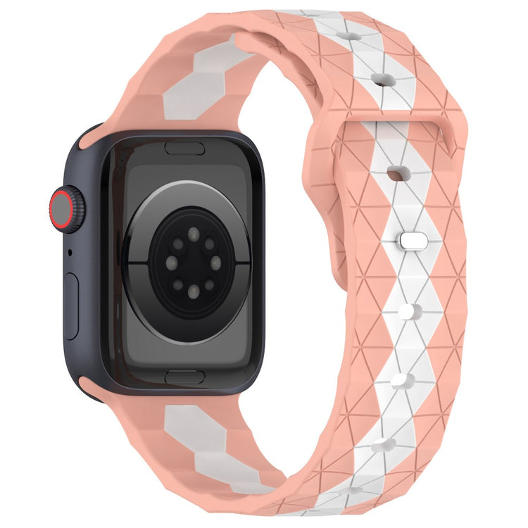 Apple Watch Series 9 45mm / Ultra 2 football pattern silicone strap - Pink+White#serie_4