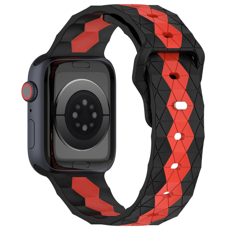 Apple Watch Series 9 45mm / Ultra 2 football pattern silicone strap - Black+ Red#serie_7