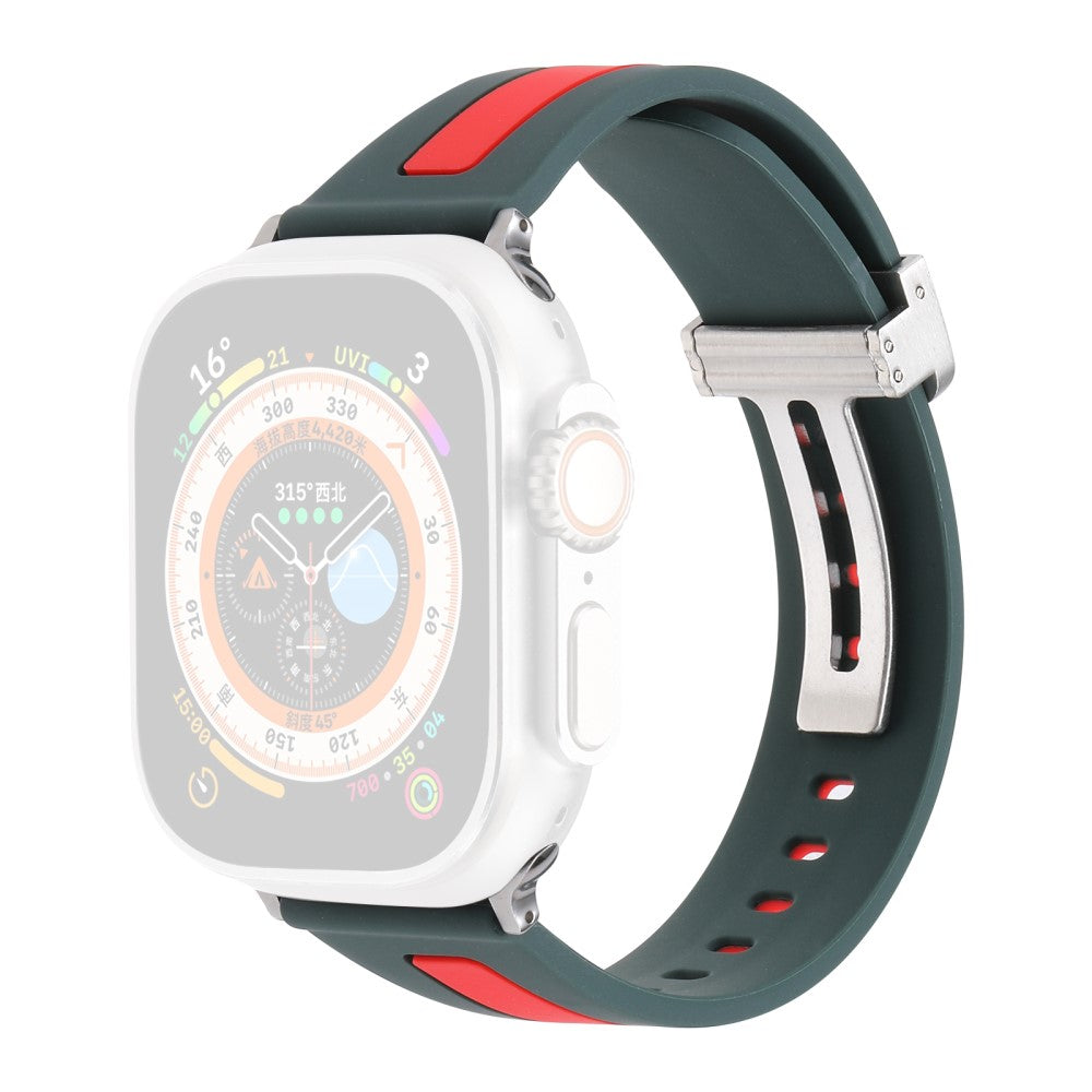 Apple Watch Series 9 41mm bi-color silicone strap - Army Green / Red#serie_8