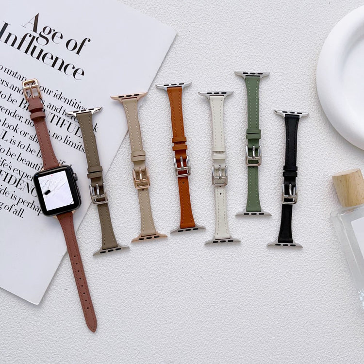 Holdbart Ægte Læder Og Metal Universal Rem passer til Apple Smartwatch - Brun#serie_3