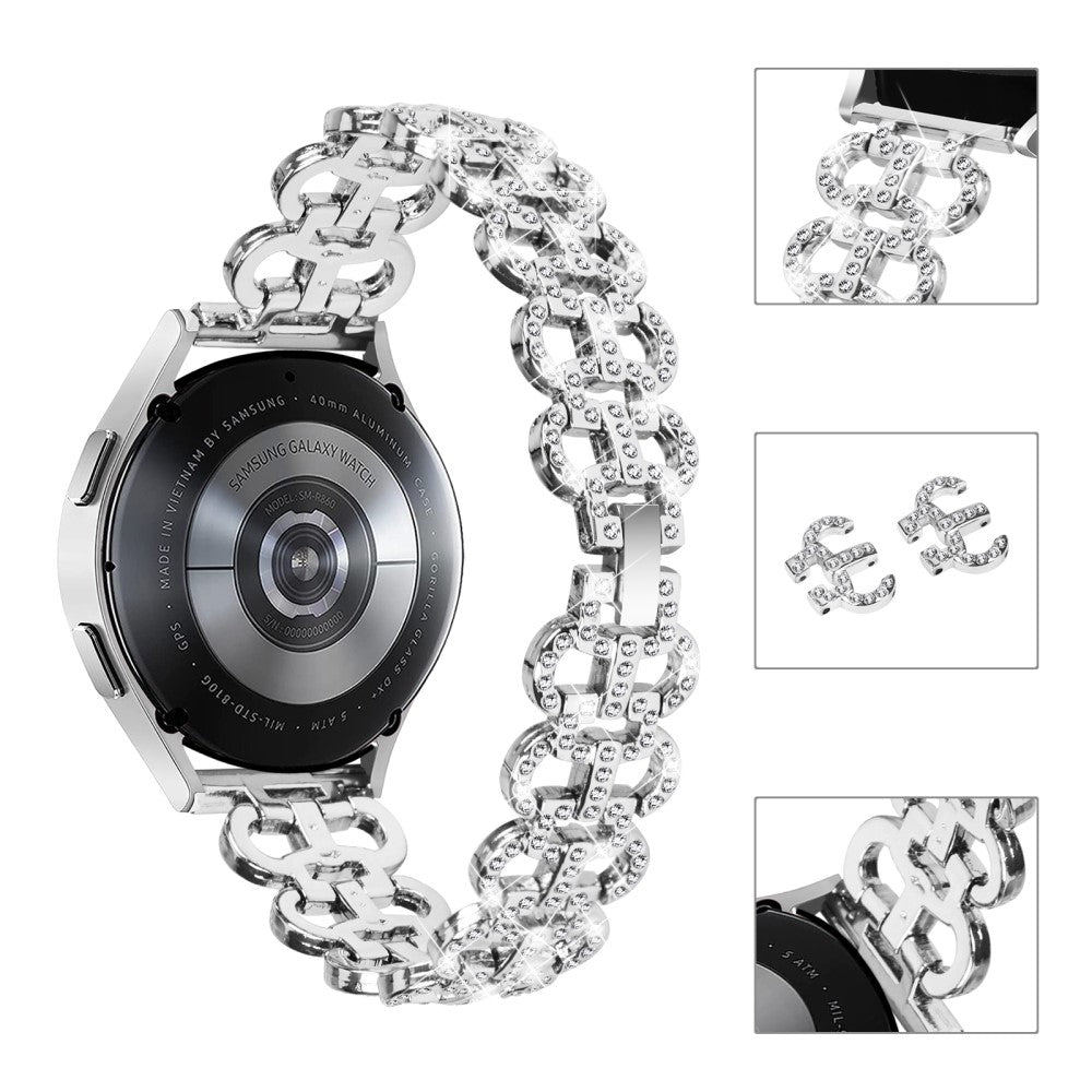 Godt Metal Og Rhinsten Universal Rem passer til Samsung Smartwatch - Sølv#serie_4